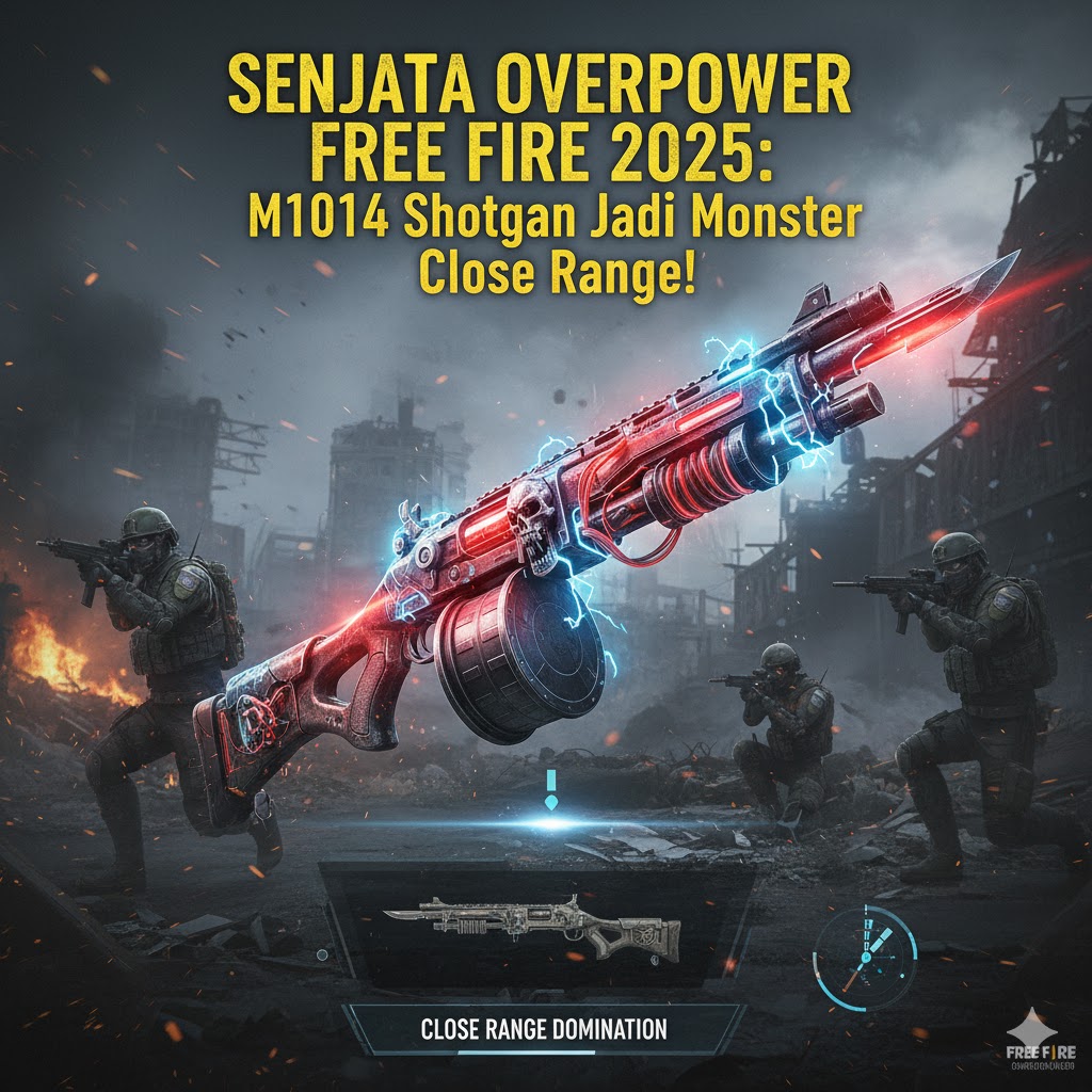 Senjata Overpower Free Fire 2025: M1014 Shotgun Jadi Monster Close Range!