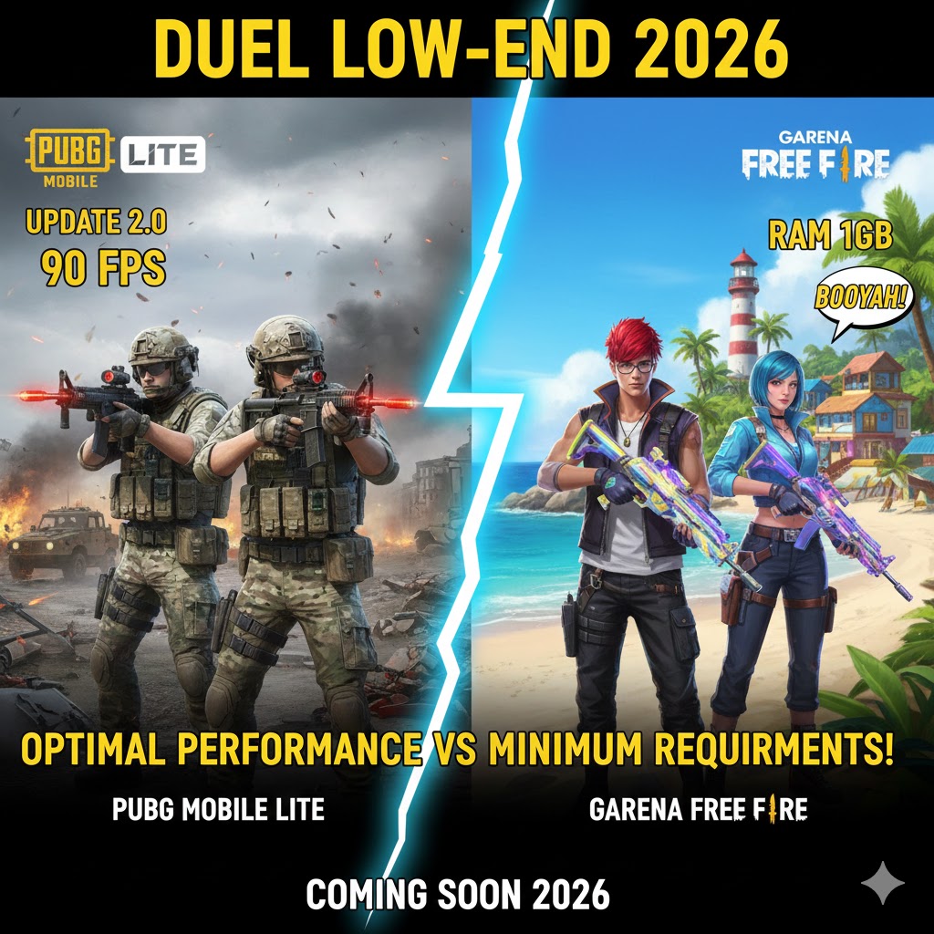 PUBG Mobile Lite 2.0 90 FPS vs Free Fire RAM 1GB: Duel Low-End 2026